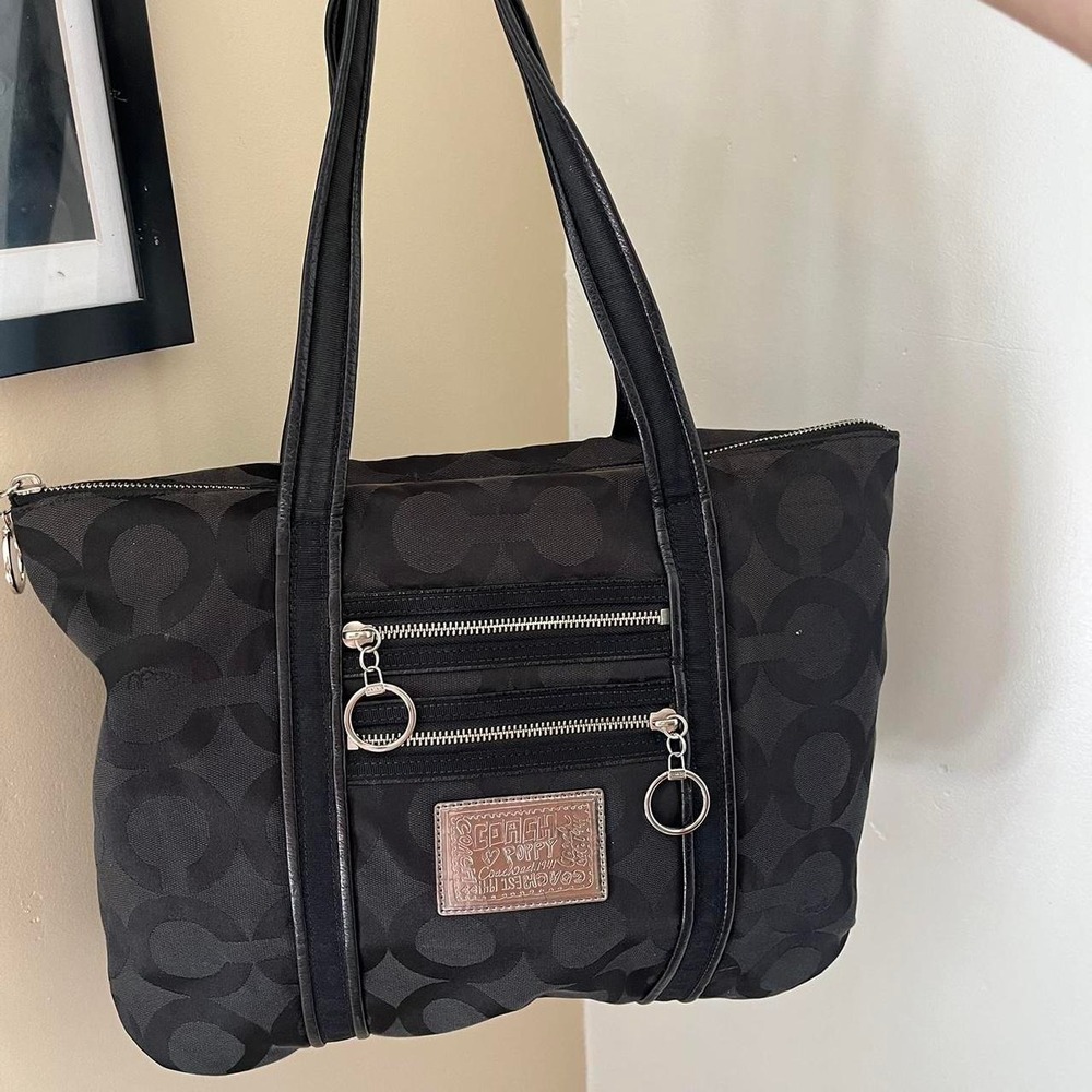 Y2K 2000s Coach Poppy Op Art Monogram Glam Tote shoulder bag / handbag